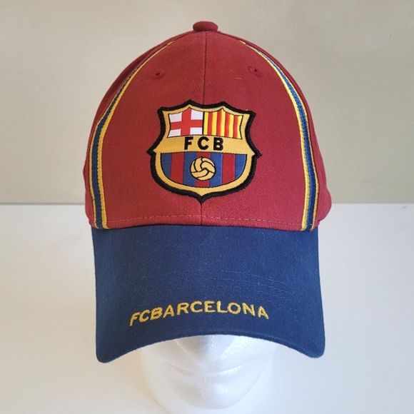 FCB Barcelona Soccer Baseball Cap Hat Cotton Red Blue Adjustable - Picture 2 of 9